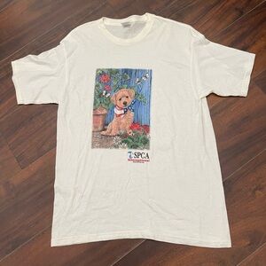 Men’s Vintage Yazbek Dog Graphic T-shirt. Color White Size Large/Medium